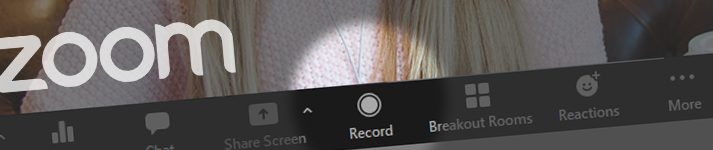 close-up of record button in Zoom meeting