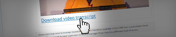 cursor hovering over transcript link